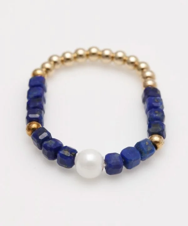 statement ladies ring-Cubic Lapis Lazuli Beaded Ring