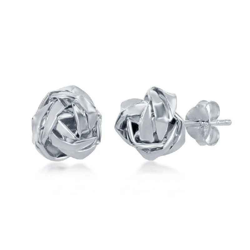 statement ladies earrings-Sterling Silver Love Knot Stud Earrings