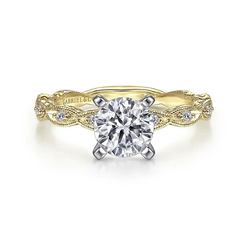 princess-cut ladies engagement rings-Sadie - 14K Yellow Gold Round Diamond Engagement Ring