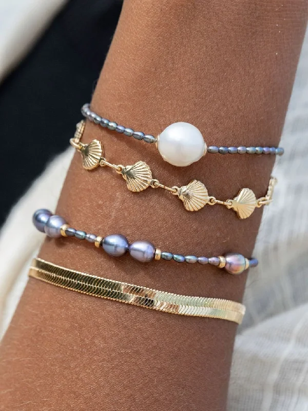 blue topaz ladies bracelets & bangles-Peacock Pearl Bead Bracelet - Hiwahiwa