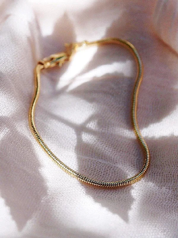 minimalist ladies bracelets & bangles-Gold Filled Snake Chain Bracelet - Akela