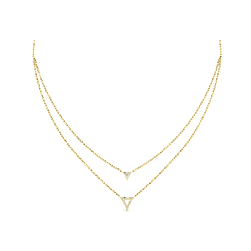 simple charm pendant ladies necklace-Vlora Miraval 14k Yellow Gold and Diamond Double Necklace VN60432