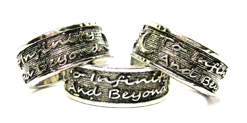 heart-shaped ladies ring-To Infinity And Beyond Sterling Silver Plated Unisex Cuff Ring