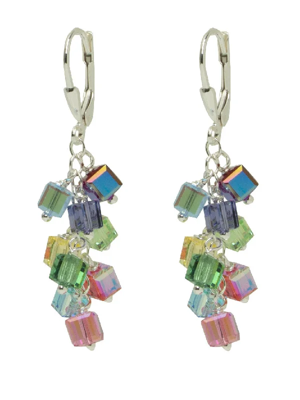 floral design ladies earrings-Logo Crystal Charm Earrings