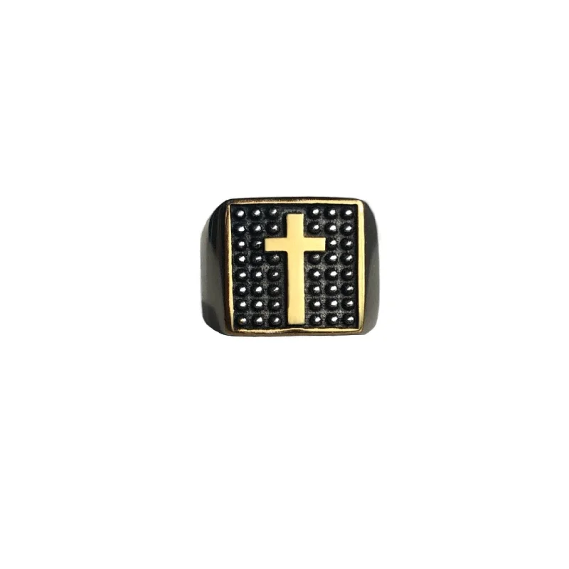 classic wedding ladies ring-Cross Signet Ring