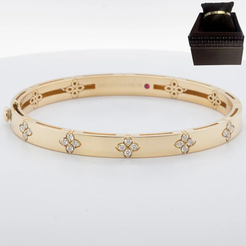 elegant evening ladies bracelets & bangles-Roberto Coin 18k Yellow Gold Diamond Love In Verona Bangle Bracelet Size 6.75"