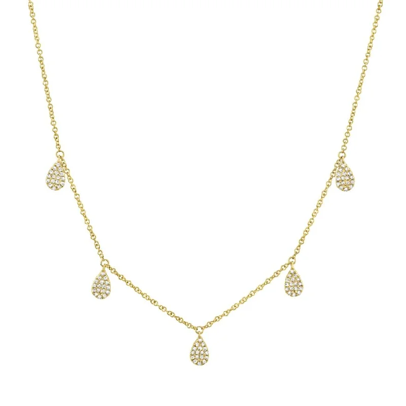 casual chic ladies necklace-Pave Pear Dangle Necklace