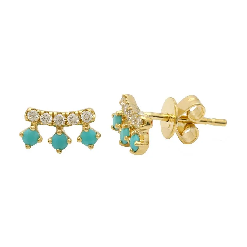 hoop ladies earrings-GRAYSON TURQUOISE+DIAMOND STUD EARRINGS