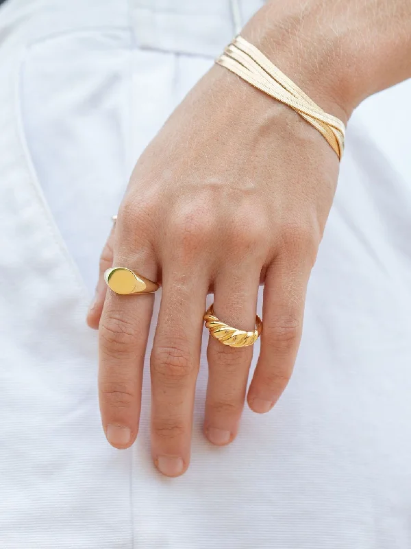 celestial-inspired ladies bracelets & bangles-Gold Herringbone Bracelet - Konani