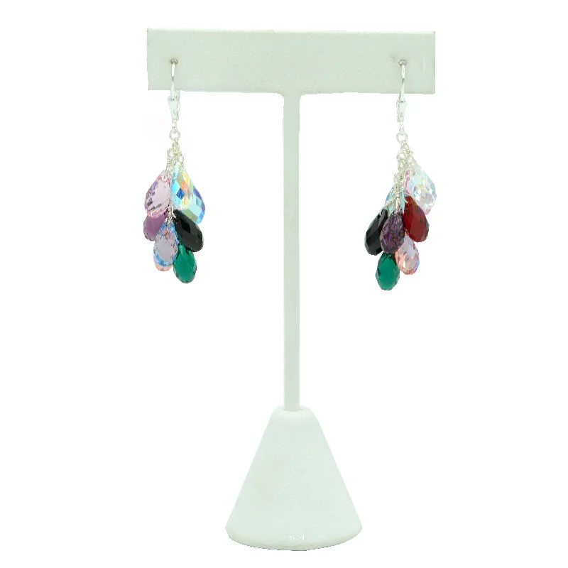 sapphire ladies earrings-Rainbow Teardrop Crystal Earrings