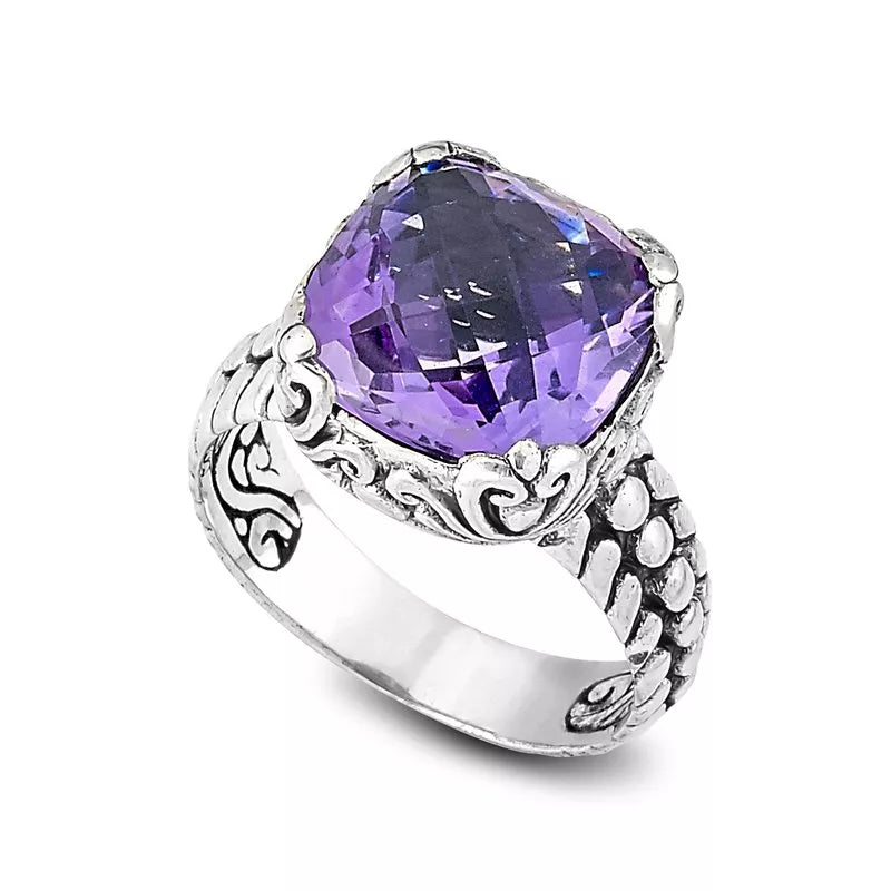 delicate thin band ladies ring-Lider Ring- Amethyst