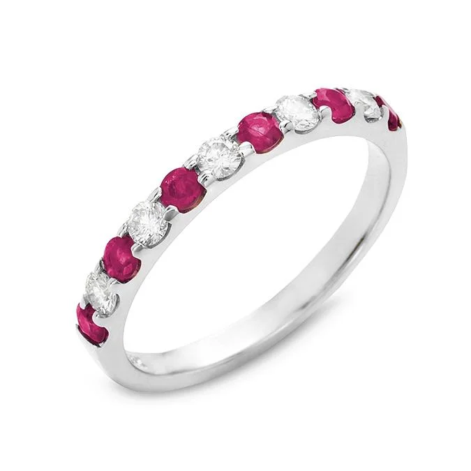 celestial moonstone ladies ring-RUBY AND DIAMOND STACKABLE ANNIVERSARY RING .50 ct tw