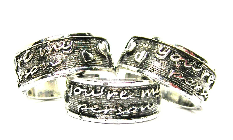 fashion ladies ring-You're My Person Sterling Silver Plated Unisex Cuff Ring