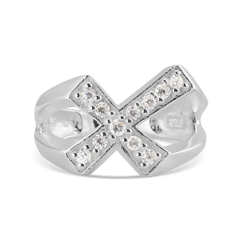 tree of life ladies ring-Sterling Silver CZ Cross Ring / SSR0102