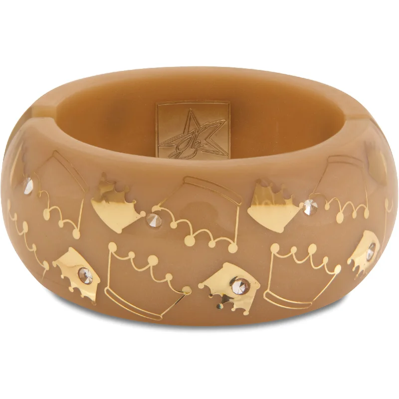 bold chunky ladies bracelets & bangles-Bronze Crown Resin Bangle Bracelet