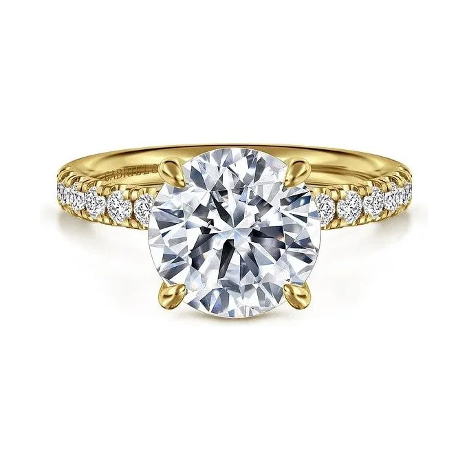 infinity band ladies engagement rings-Gabriel "Winslow" 14K Yellow Gold Round Pave Diamond Engagement Ring