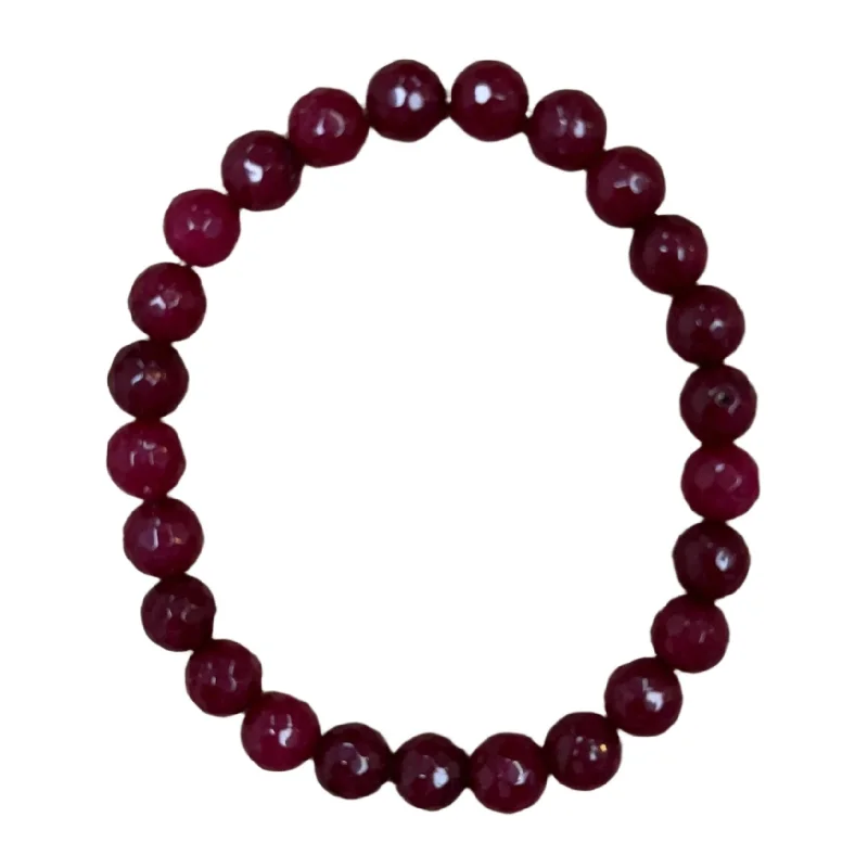 infinity symbol ladies bracelets & bangles-Burgundy Faceted Jade 8mm Bracelet