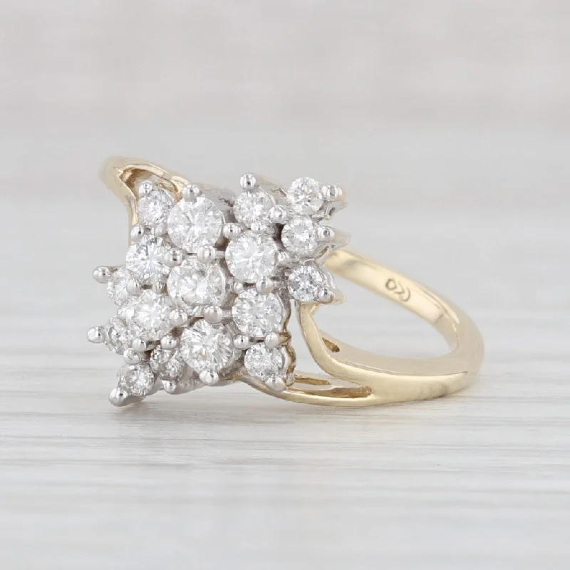 kite-shaped ladies engagement rings-0.60ctw Diamond Cluster Ring 10k Yellow Gold Size 6.75 Engagement