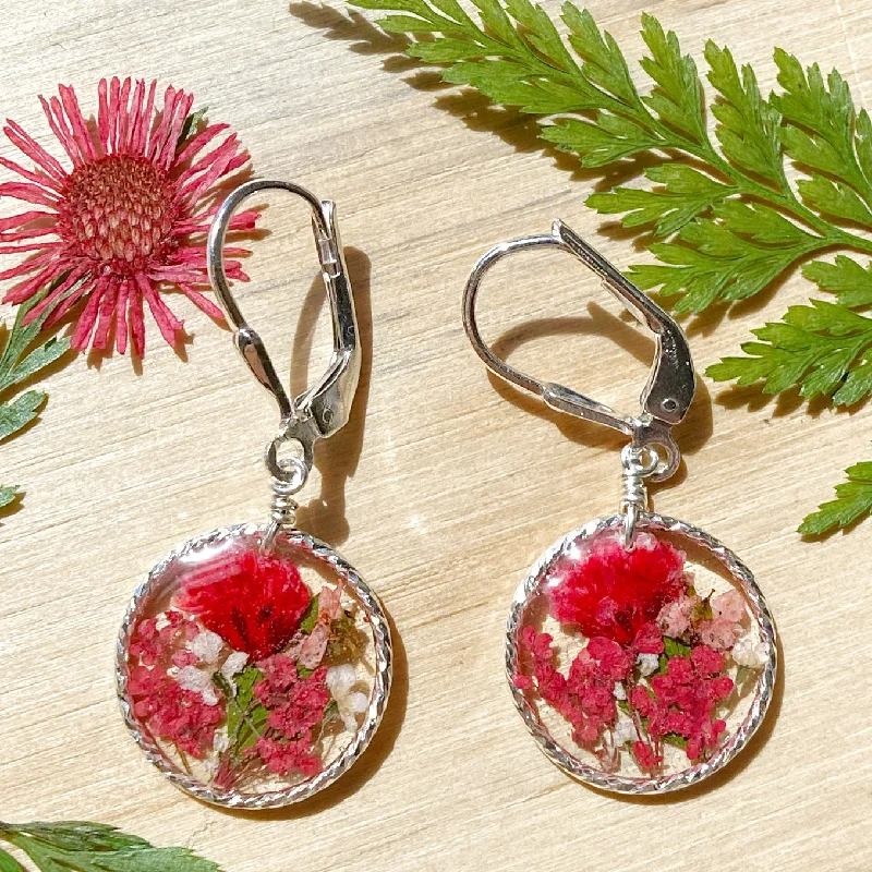 opal ladies earrings-Ruby Botanical Garden Earrings - BG70