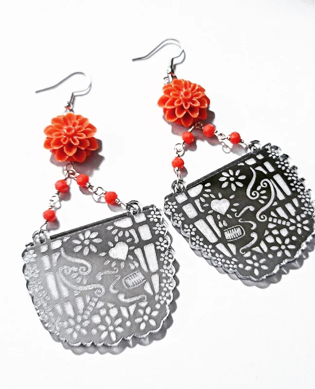 summer beach ladies earrings-Papel Picado Cempasuchil Earrings