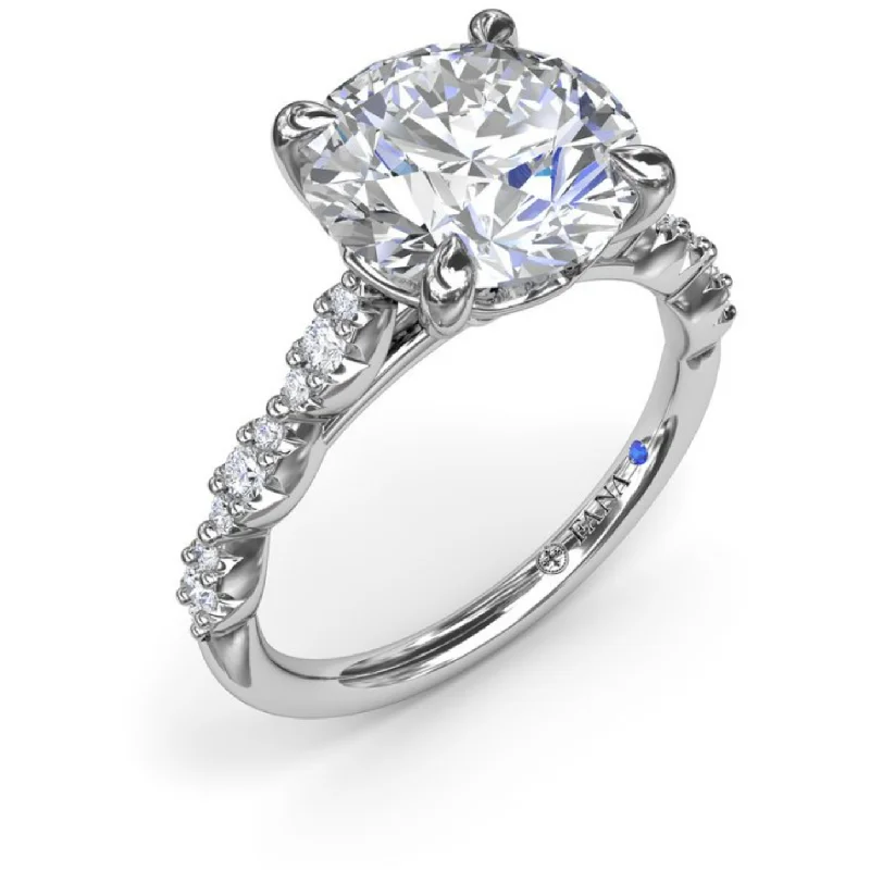 marquise-cut ladies engagement rings-Fana 14K White Gold Petite Pave Marquise Station Diamond Engagement Ring