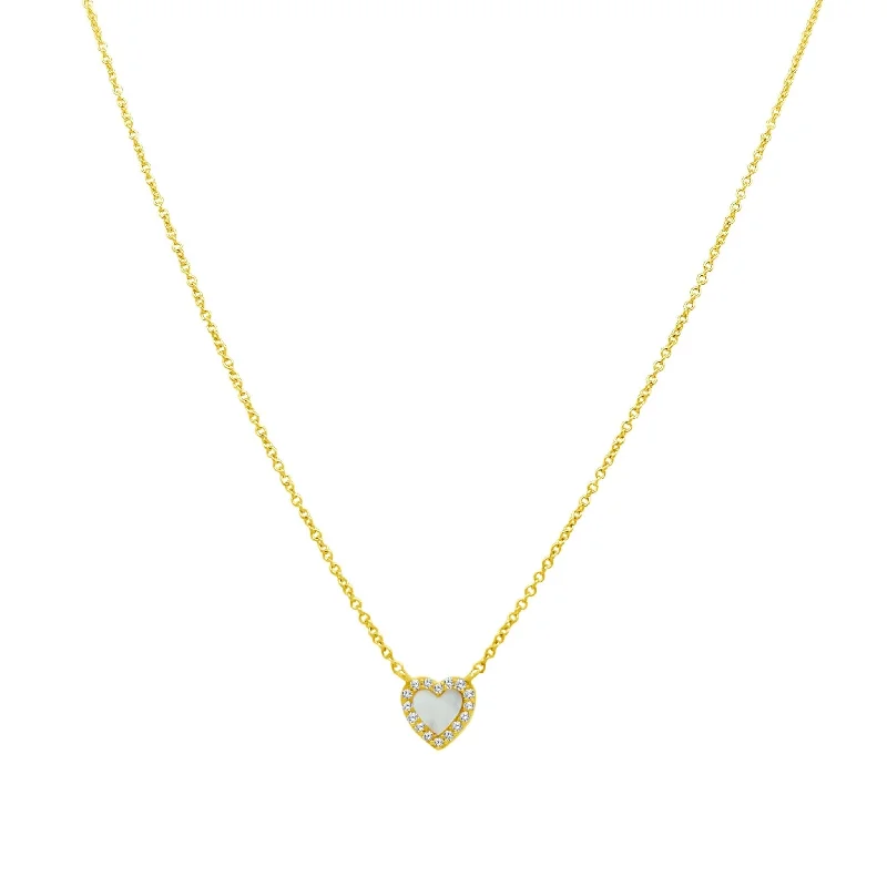 infinity loop ladies necklace-Mini Gemstone & Pave Heart Necklace