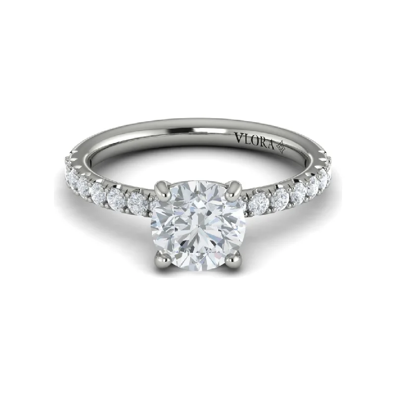 triple-stone vintage ladies engagement rings-Vlora 14K White Gold Classic Diamond Engagement Ring