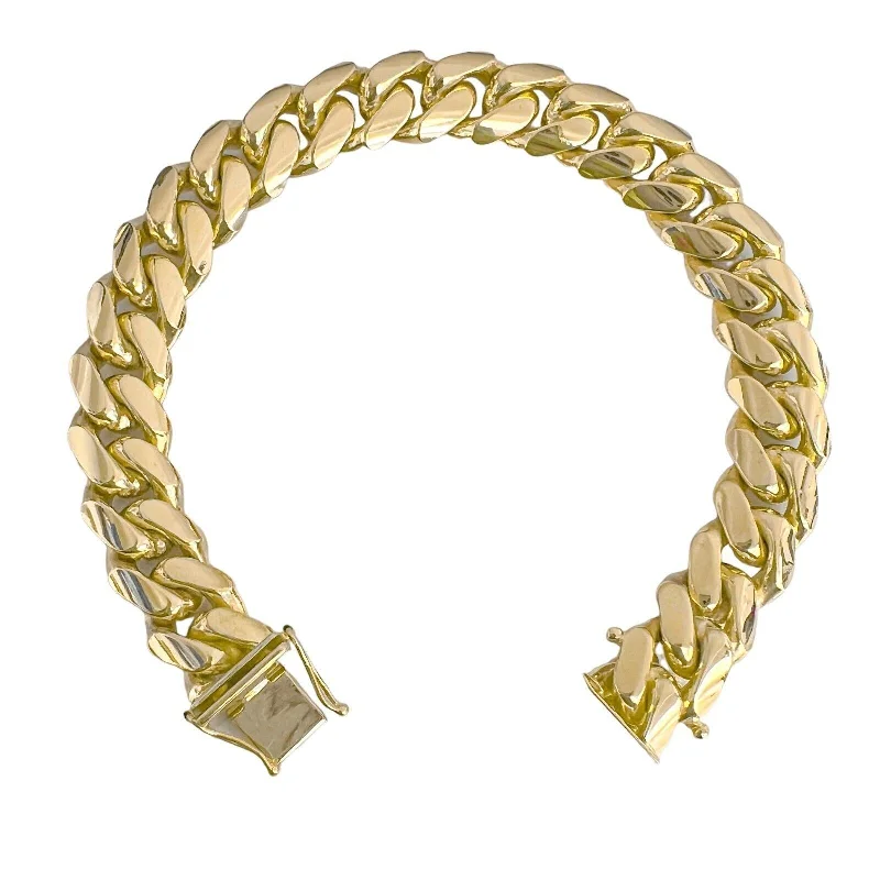 moon and star ladies bracelets & bangles-14k Yellow Gold Miami Cuban Link 11.40mm Bracelet 7.5" 82.2g w/ Box Clasp