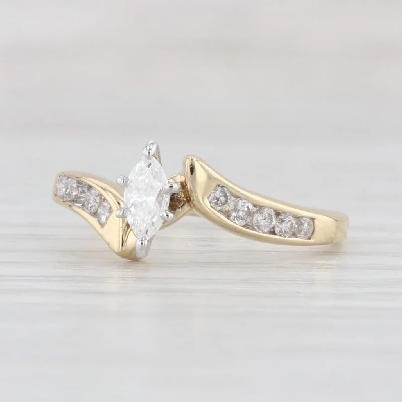 antique finish ladies engagement rings-0.38ctw Diamond Marquise Engagement Ring 14k Yellow Gold Size 6.25