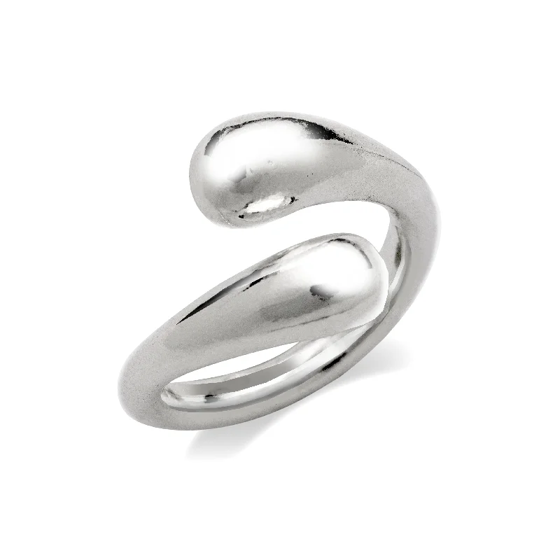 minimalist silver ladies ring-Teardrop Twisted Open Ring .925 Sterling Silver