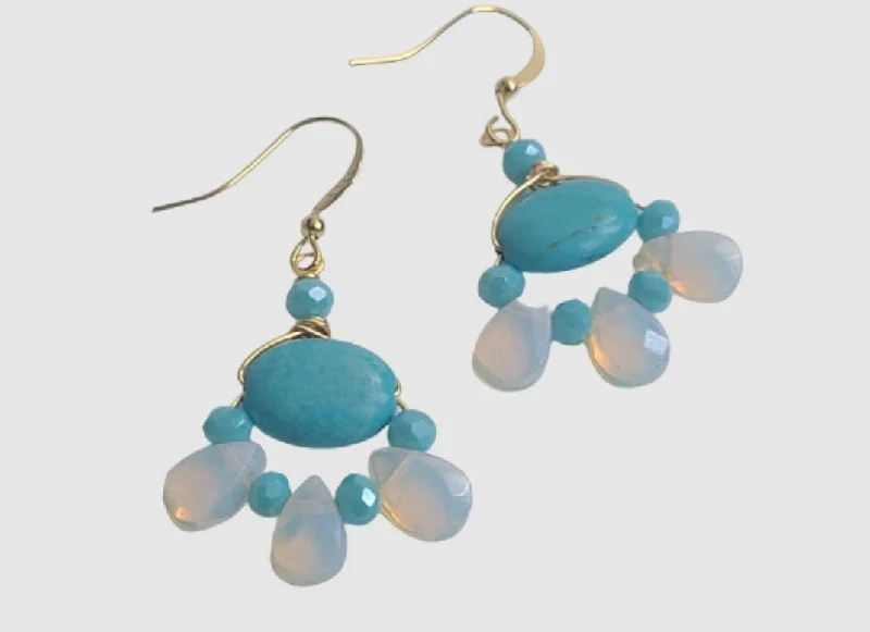 trendy fashion ladies earrings-Xochitl Turquoise Opalite Earrings