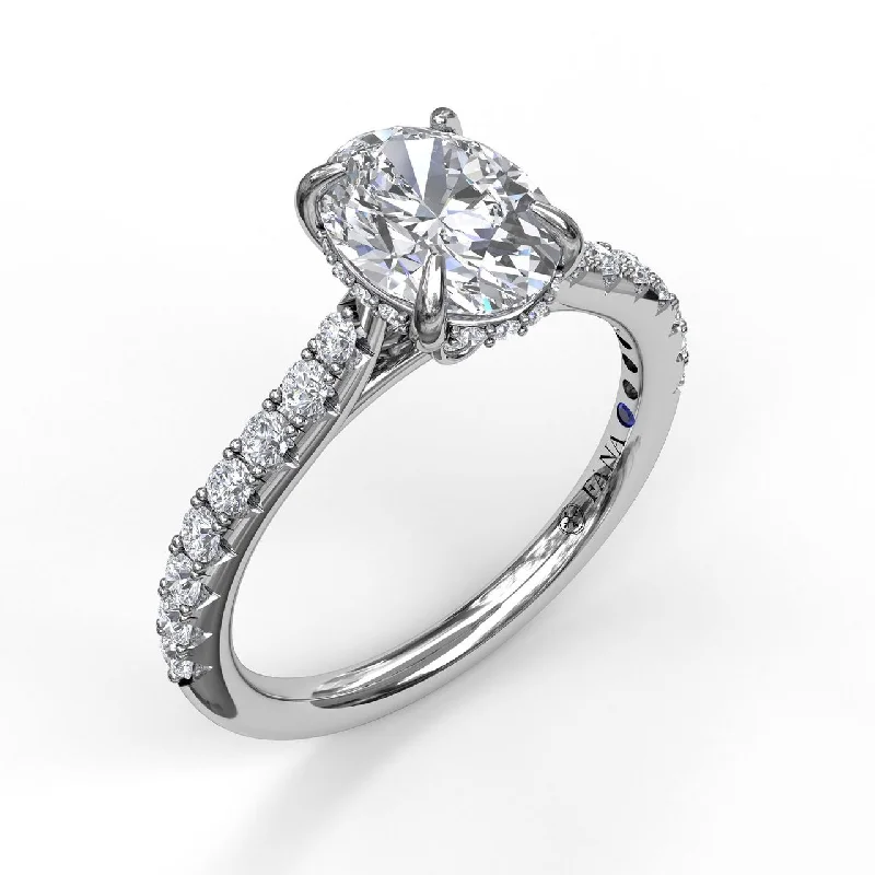 unique design ladies engagement rings-Fana 14K White Gold and Diamond Oval Engagement Ring