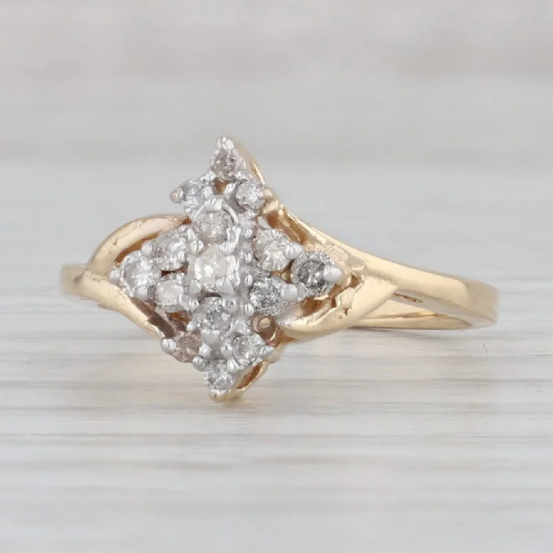 designer brand ladies engagement rings-0.19ctw Diamond Cluster Engagement Ring 10k Yellow Gold Size 5.5