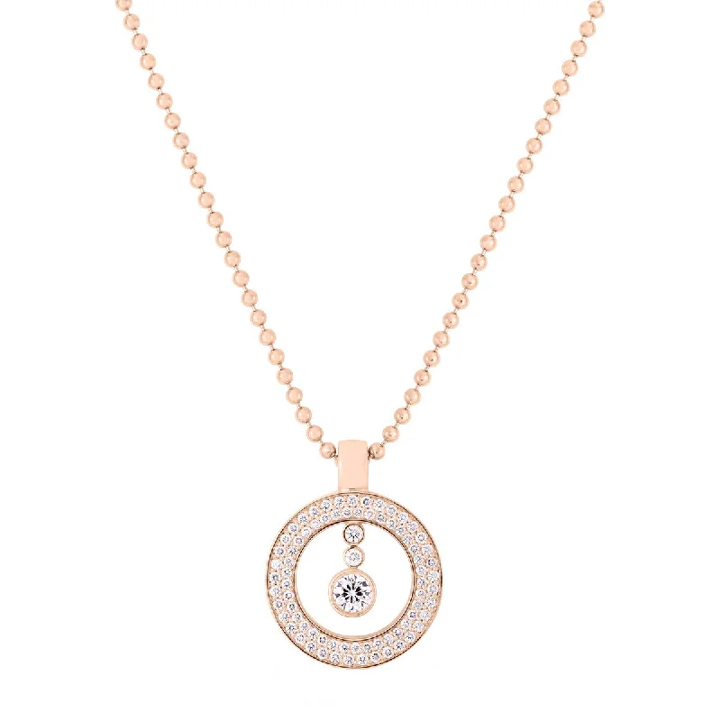 personalized name ladies necklace-18K Rose Gold Cento Pave Baby O Diamond Necklace