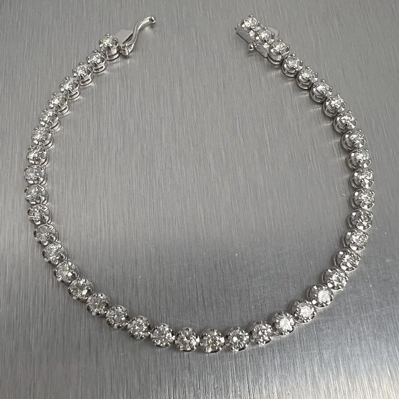 geometric shape ladies bracelets & bangles-14k White Gold Diamond 42 Stone U-Prong Tennis Bracelet 4.33ctw G SI1 9.8g 7"