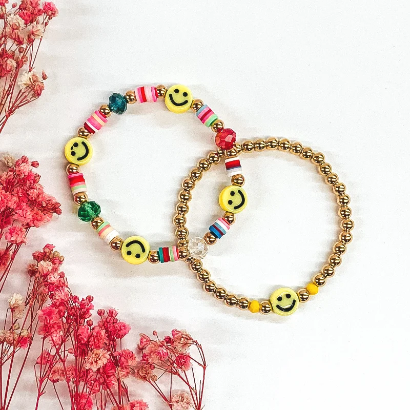 rose gold ladies bracelets & bangles-Bright Smiles Beaded Bracelet Set in Multicolored