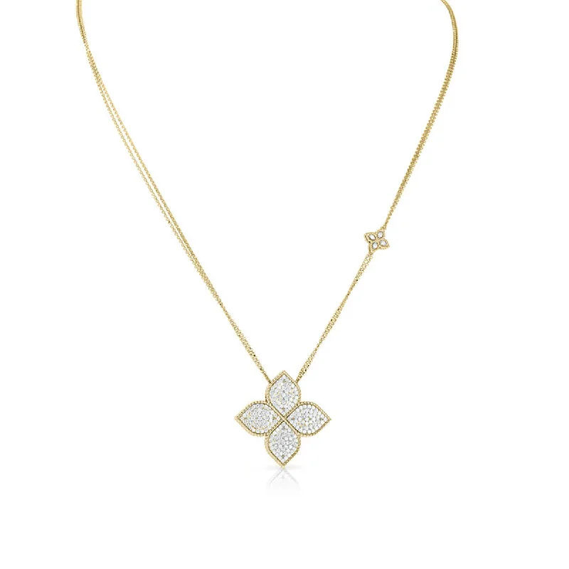 celestial moonstone ladies necklace-18K Yellow Gold New Barocco Station Necklace