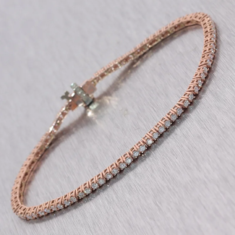 gold ladies bracelets & bangles-14k Rose Gold 2.50ctw Diamond Tennis Bracelet