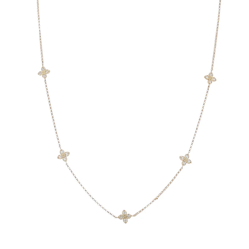 delicate pearl ladies necklace-Love by the Yard Five Station Diamond Necklace