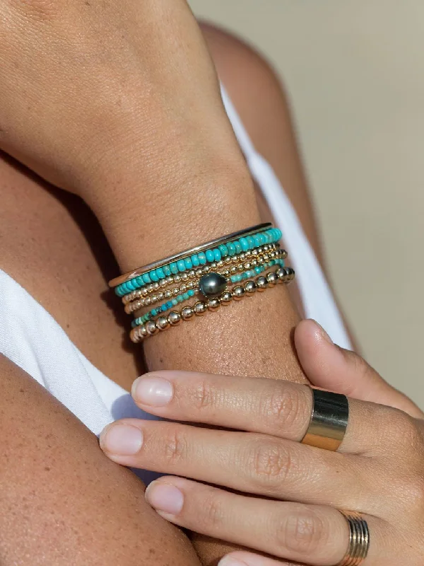 celestial moonstone ladies bracelets & bangles-Dainty Turquoise Tahitian Pearl Bracelet - Ipo