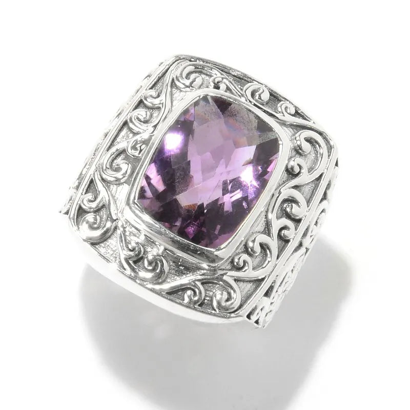 open heart ladies ring-Chloe Ring- Amethyst