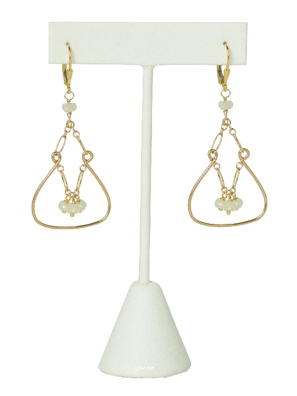 chandelier ladies earrings-Moonstone Filigree Earrings