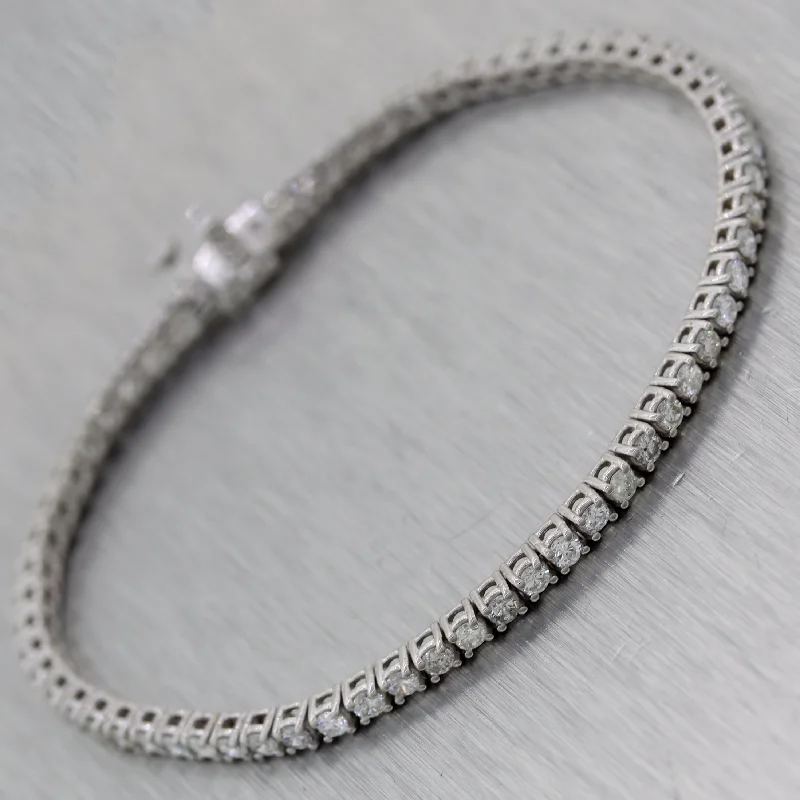 boho style ladies bracelets & bangles-Modern 14k White Gold 3.01ctw Diamond Tennis Bracelet