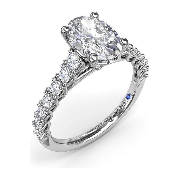 unique design ladies engagement rings-Fana 14K White Gold Trellis Set Oval Diamond Engagement Ring