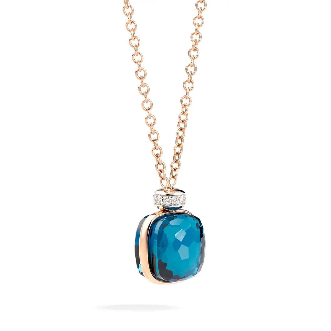 diamond ladies necklace-London Blue Topaz & Diamond Nudo Necklace