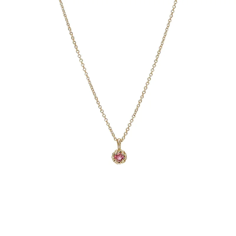 retro charm ladies necklace-Pink Tourmaline Cable Kids Necklace