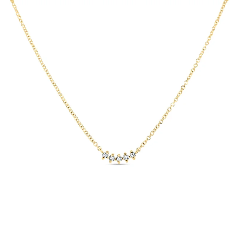 romantic love ladies necklace-Dainty Diamond Curve Necklace