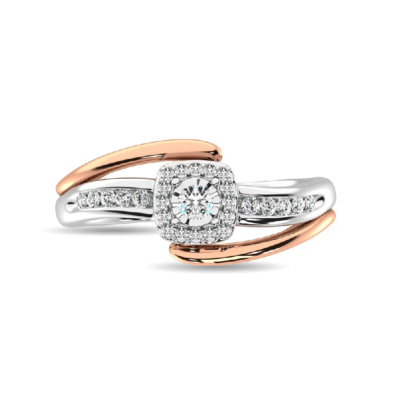 boho style ladies ring-Diamond 1/6 ct tw Promise Ring  in 10K Rose and White Gold