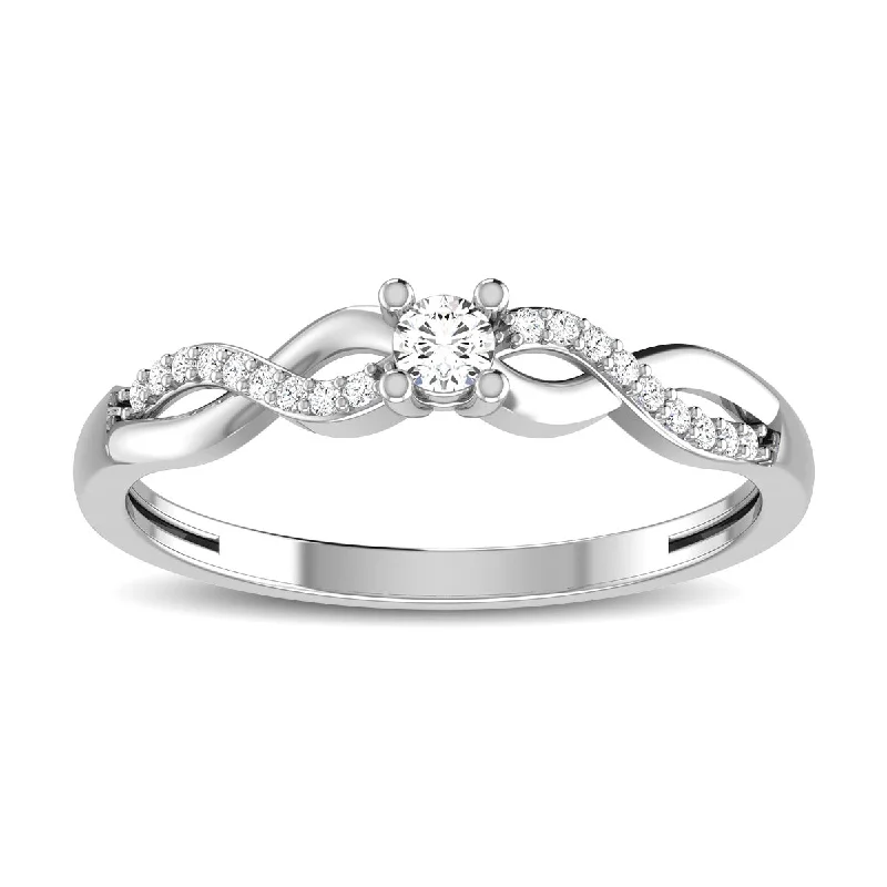 gemstone cluster ladies ring-10K White Gold 1/6 Ct.Tw. Diamond Twist Ring