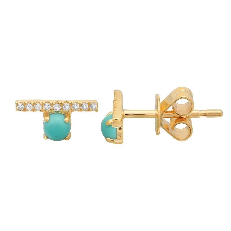 celestial-inspired ladies earrings-CODY TURQUOISE BAR STUD EARRINGS